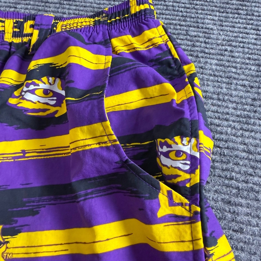 Columbia PFG LSU Tigers Mens Purple Yellow Omni-Shade Fishing Shorts Size Medium - Picture 3 of 8